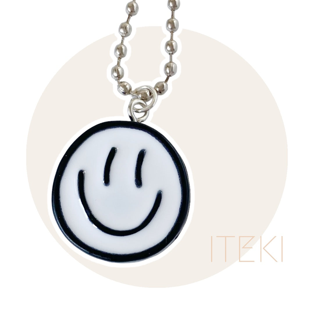 Sneaker chain smiley zwart/wit