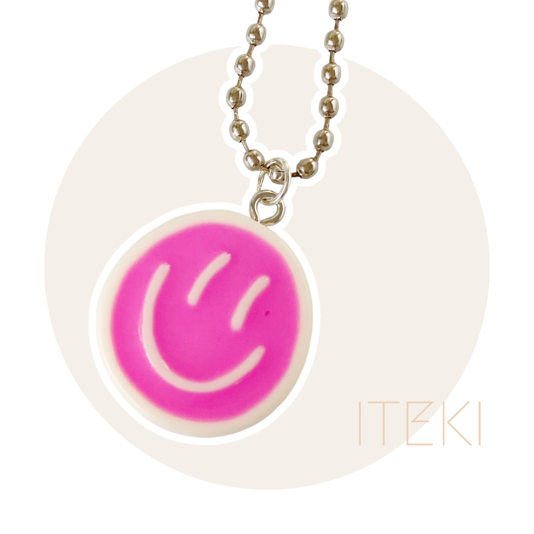 Sneaker chain smiley roze/wit